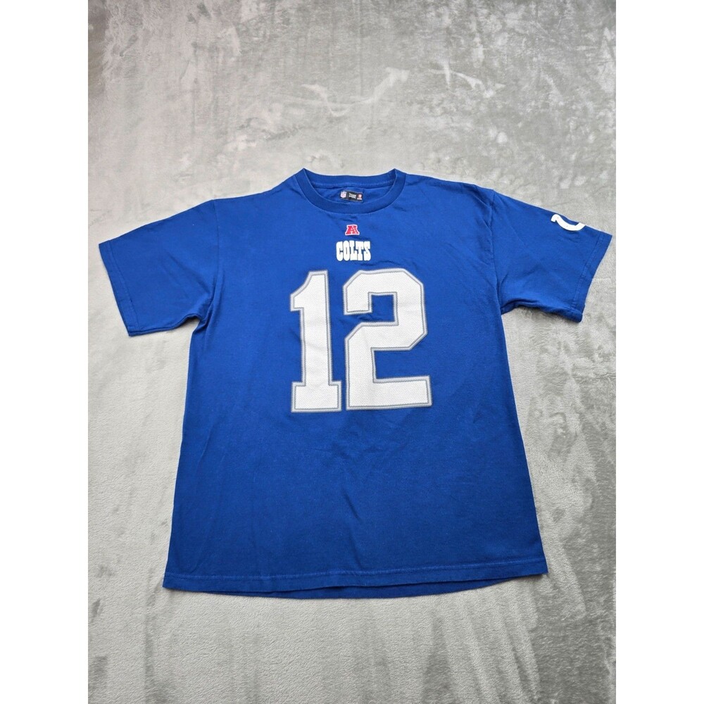 Indianapolis Colts Football Andrew Luck Short Sleeve Shirt Royal Blue Large